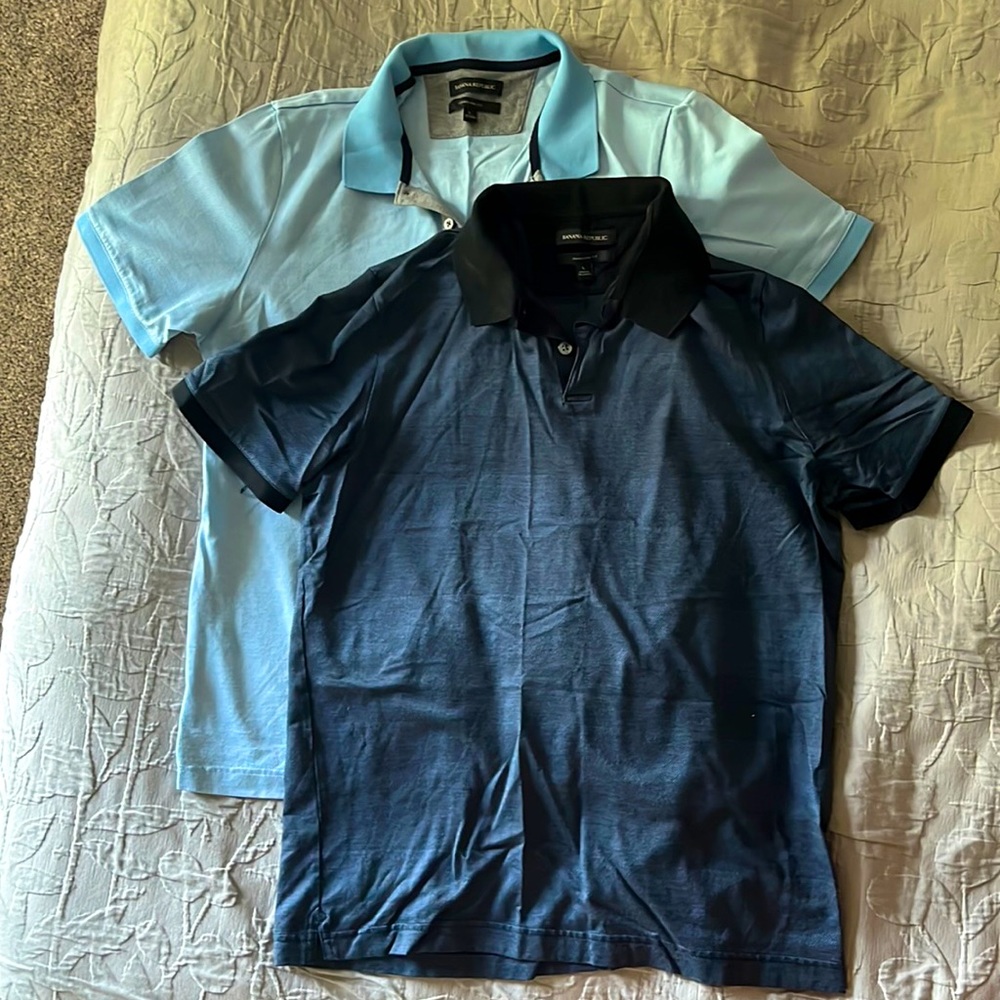 Set of 2 Banana Republic Luxury Stripe Polos - Size L